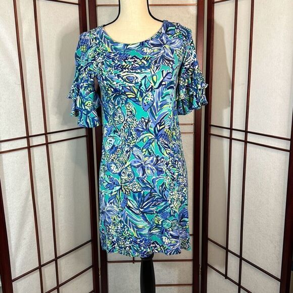 Lilly PULITZER LULA DRESS Bennet Blue Sneak A Beak - Picture 1 of 9